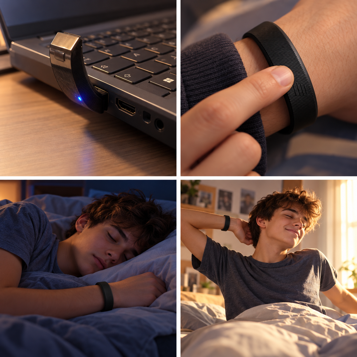 Comment ça marche : recharge, réglage, port la nuit et réveil par vibration